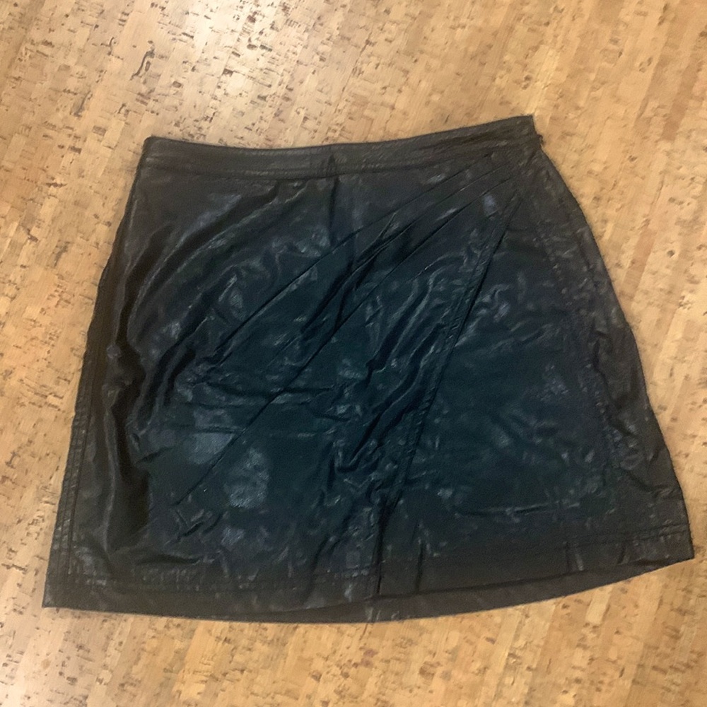 Black free people faux leather mini skirt